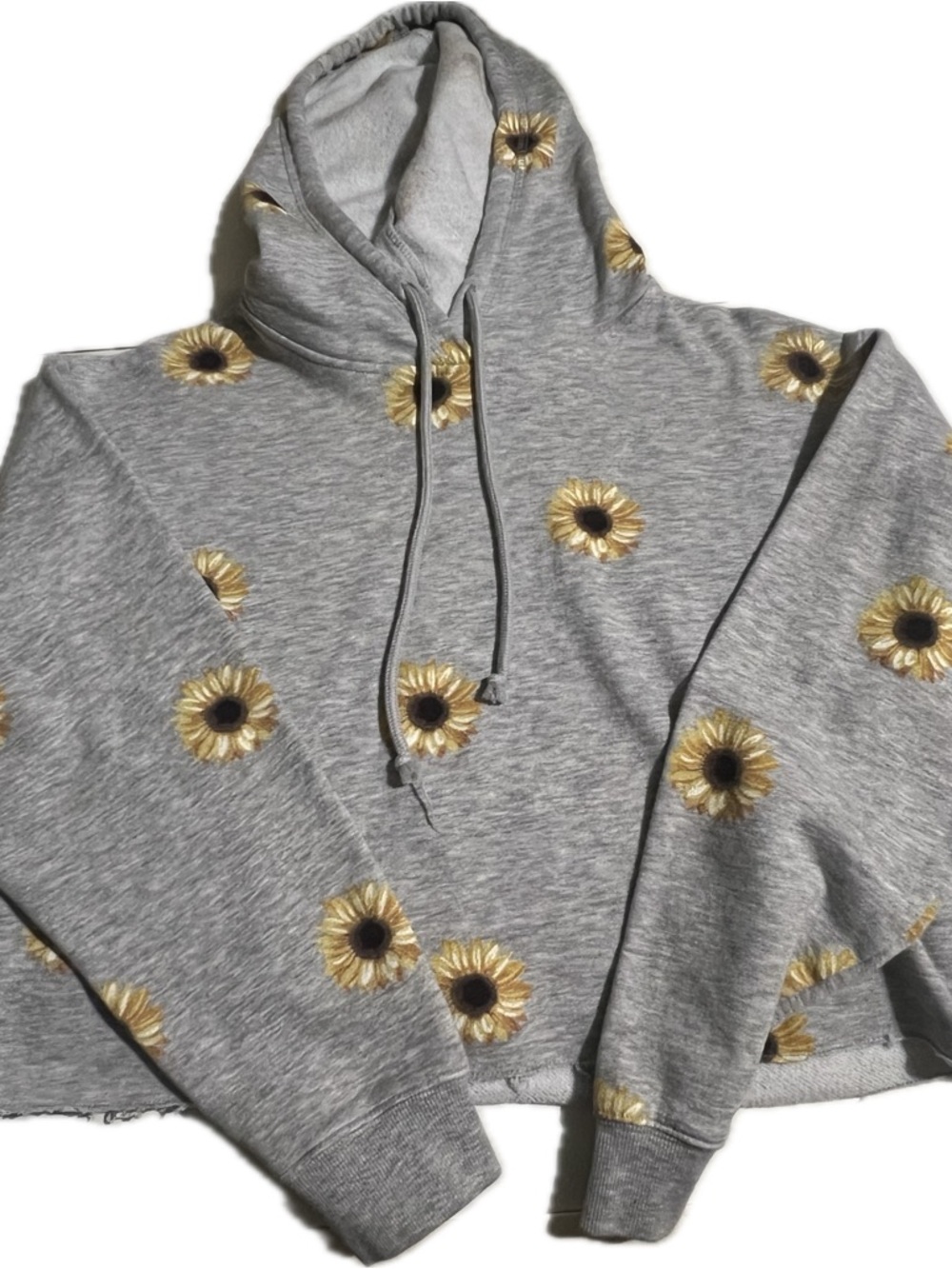 No Boundaries Gray Hoodie with Yellow Sunflower Print‎